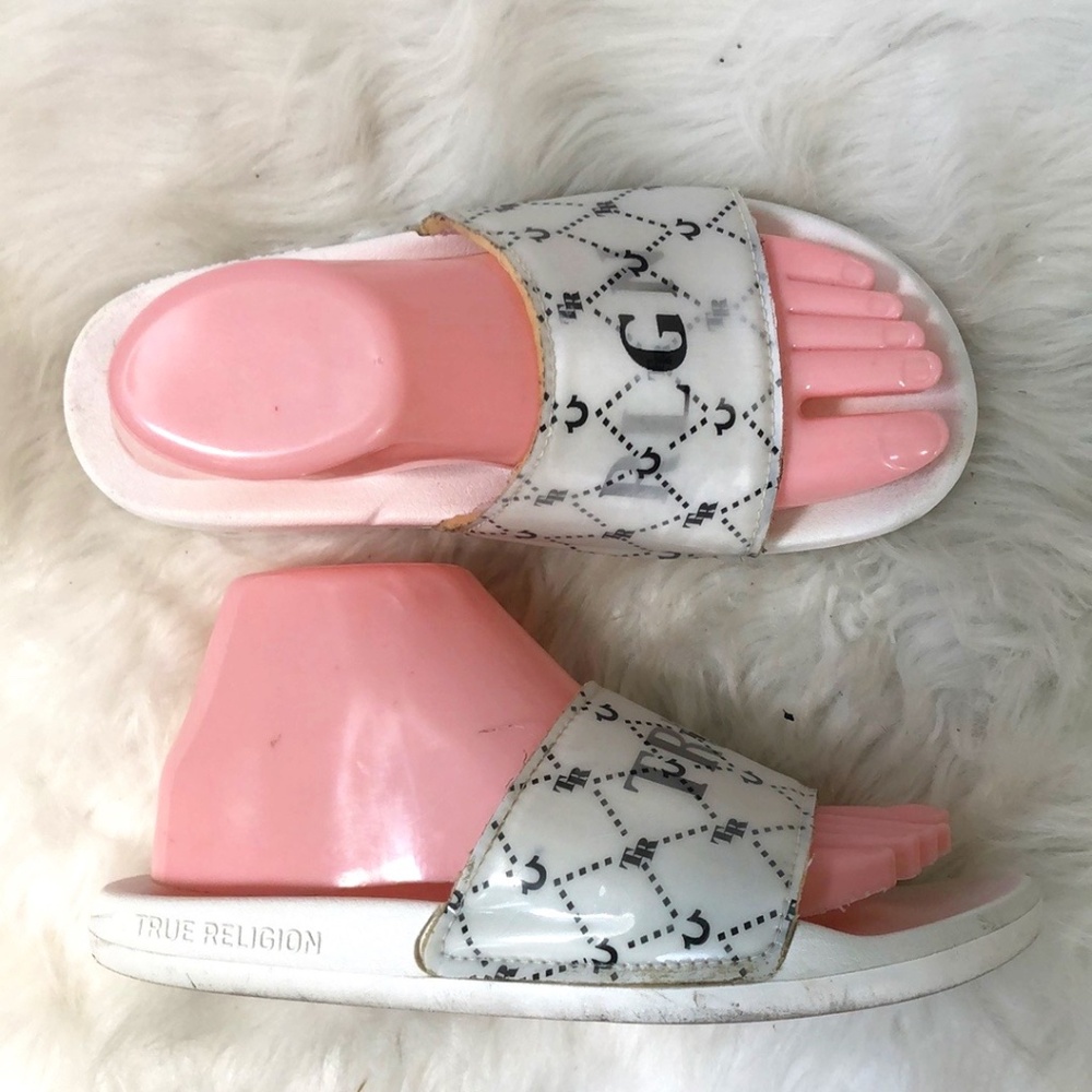True Religion White Reflective Sandals -Unisex / Men's Size 7